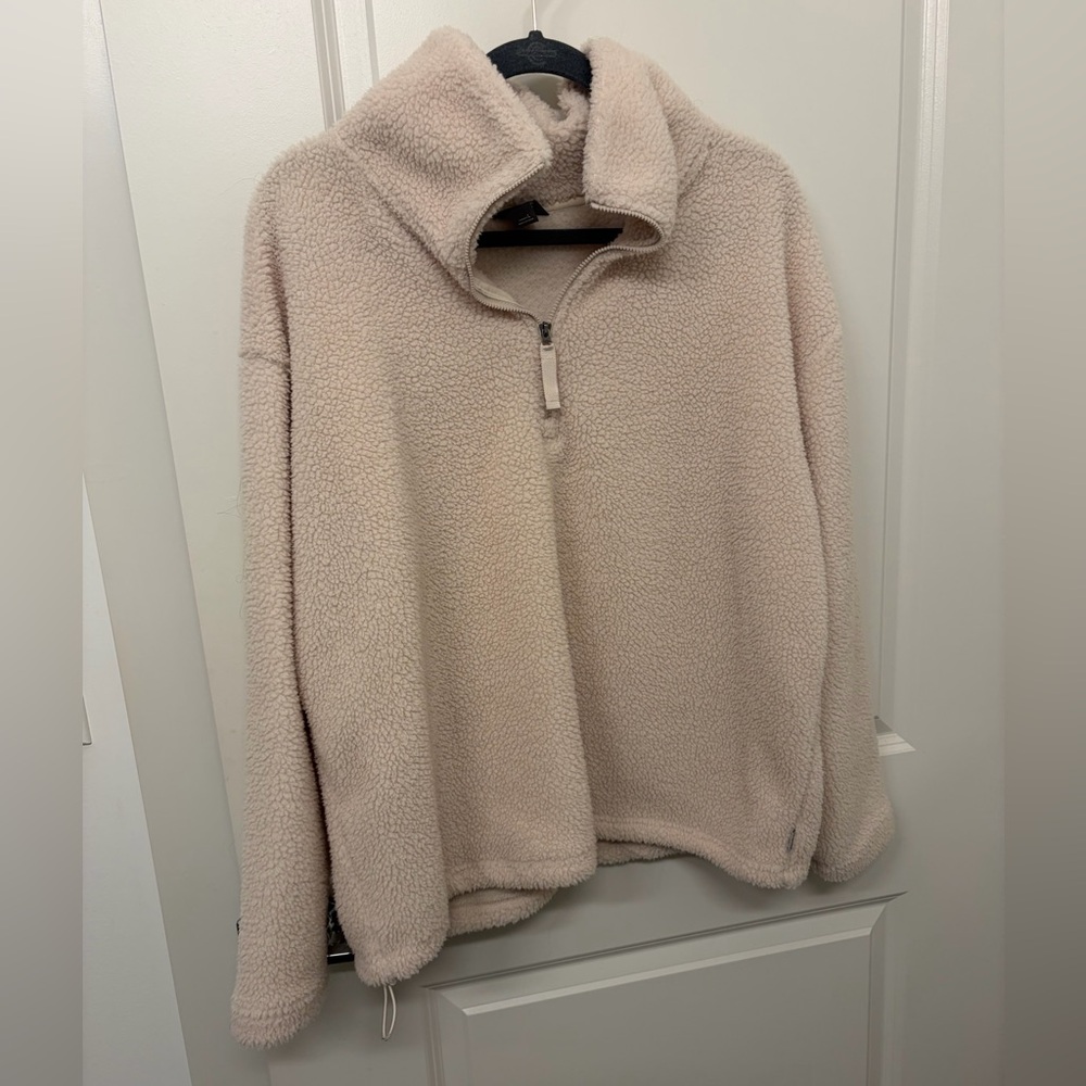 Eddie Bauer Cozy Cream Sherpa Quarter-Zip Pullover Sweater